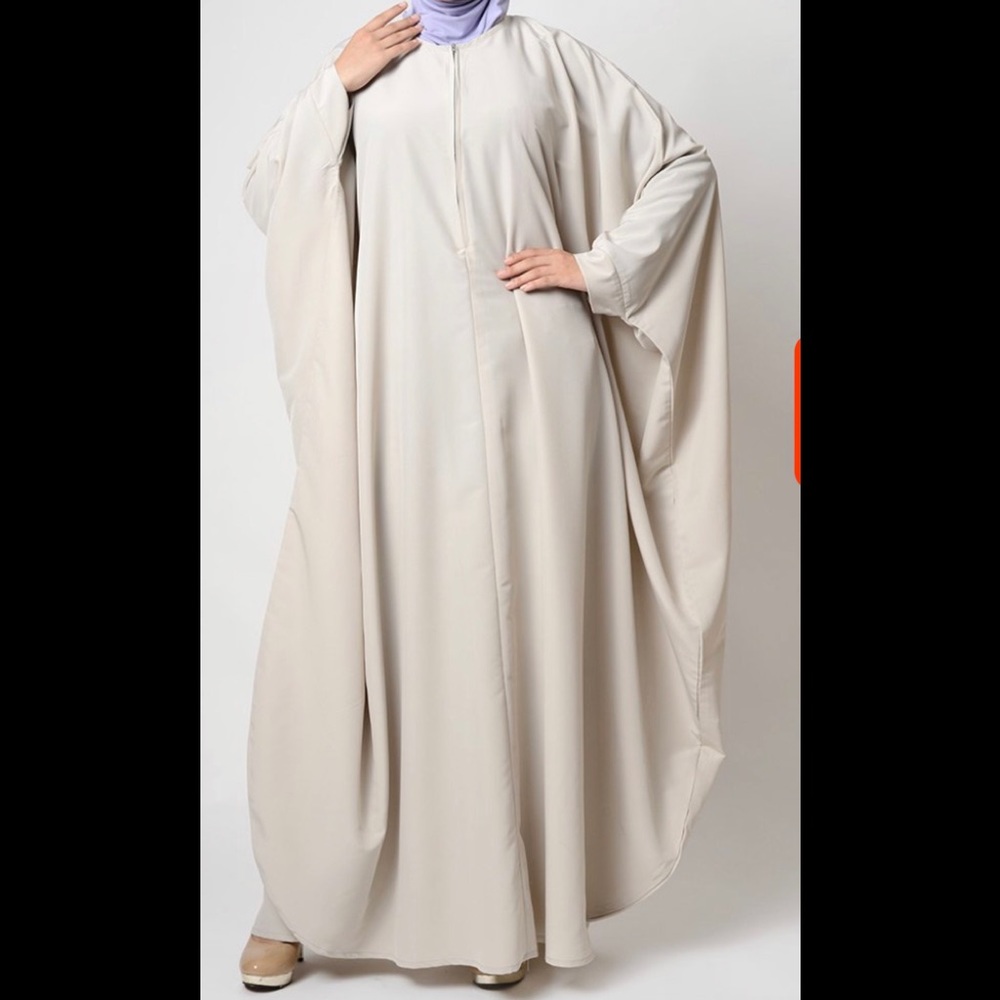 Kaftan overthrow zipper abaya in Luxe Pearl Grey